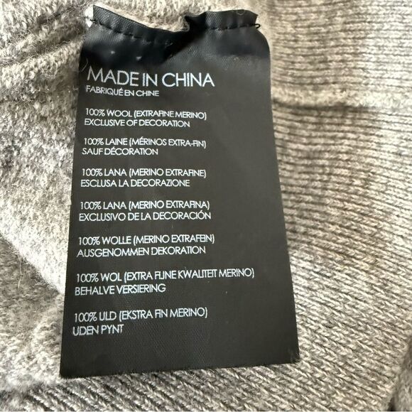 Club Monaco Sweater Womens Sz XL Gray Knit 100% Wool Pullover Contrast Sleeve - Picture 9 of 12